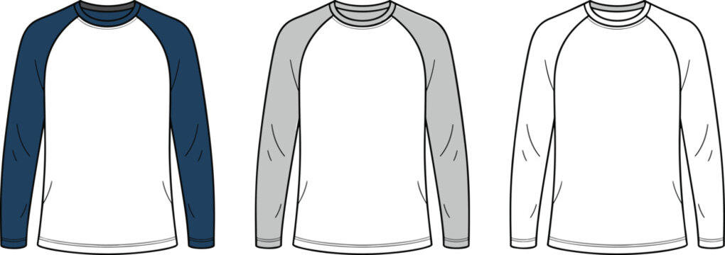 Classic long sleeve raglan shirts with contrasting sleeves perfect for casual sportswear and comfortable daily wear