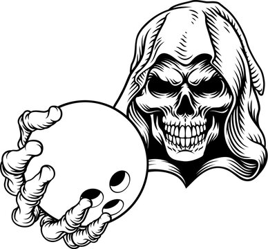 Grim Reaper Death Skeleton Bowling Team Mascot