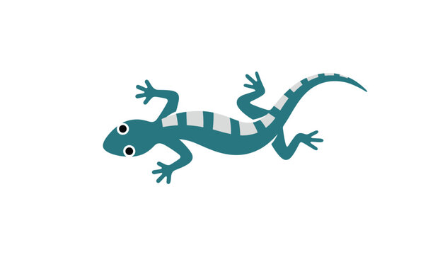 Blue tropical gecko lizard crawling on a clean white background, showing its distinctive stripes and delicate toes.