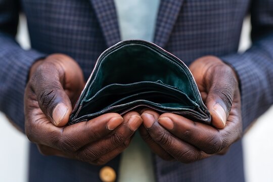 Bankruptcy - Business Person holding an empty wallet