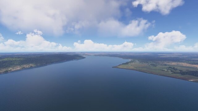 Drone aerial shot of Lake Peten Itza. Guatemala