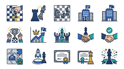 Business Strategy and Success Icons Collection. © vinsmoke