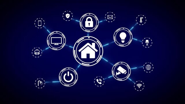 Smart home automation network concept with connected io t devices and digital security internet of iot