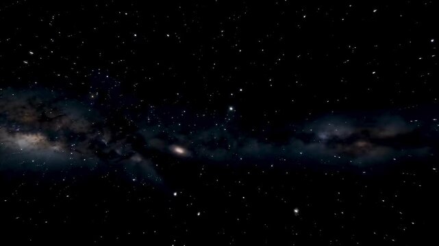 Flying through infinite deep space field of distant stars and galaxies