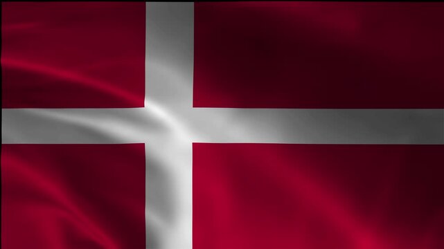 Waving Flag of Denmark Loop - Dannebrog National Banner