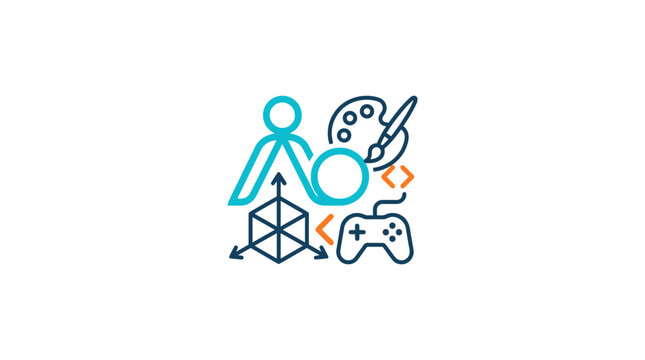 Creative Design Process: Art, Gaming, 3D Modeling, and Development Icons