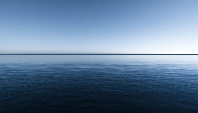Calm, vast blue ocean under a clear, pale blue sky