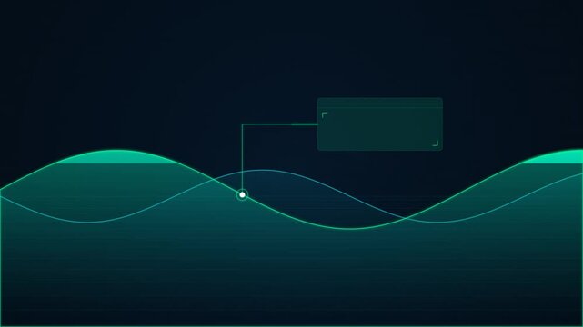 Financial Data Analytics Wave HUD. Moving Market Trend Sine Wave with Callout UI Text Box and Copy Space