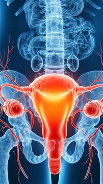 Human Female Reproductive System A detailed anatomical illustration showcases the human female reproductive organs including the uterus ovaries and fallopian tubes