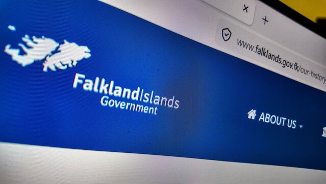 the falklands islands government  website displayed on a computer screen