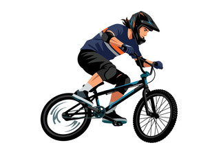 Fototapeta premium A professional cyclist performing a dynamic stunt on a BMX bike.