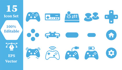Gaming controllers and console accessory digital icon set with controller © Abu Sufian
