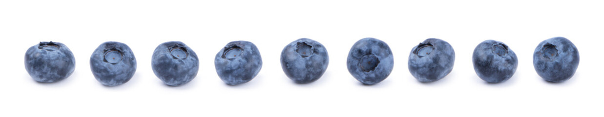 Fresh ripe blueberries isolated on white background. Organic blueberry fruit, healthy superfood. Sweet berry collection, full depth of field, clipping path. Fruit slices on a white background. © Avocado_studio