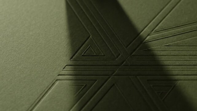 Abstract minimalist olive green paper with geometric embossed lines