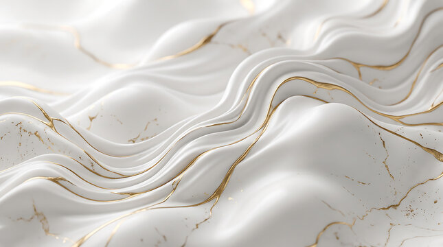 Elegant white fabric with gold veins creating a luxurious textured surface suitable for various backgrounds and creative projects in design