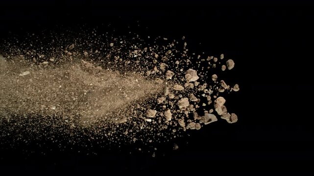 Super Slow Motion Shot of Exploding Soil at 1000fps.
