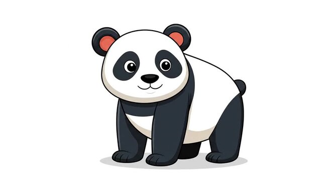 A cute cartoon panda stands against a clean white background