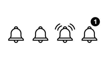 Fototapeta premium Bell vector icon set showing notification status