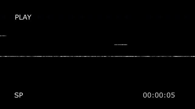 4K animation VHS tape play on black background 