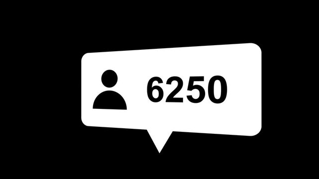 Followers Counting for Social Media. Social media followers counting notification icon animation with Alpha Channel, Incoming followers counting notification animation 4k animation.