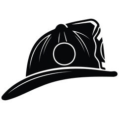 Fototapeta premium Professional firefighter helmet vector illustration silhouette protective line art gear.