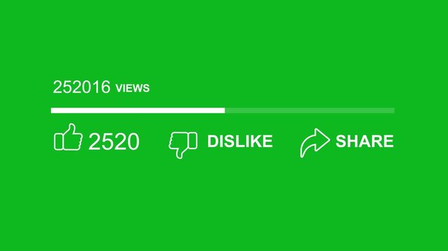 Views and like counts on social media - Animation of user progress counting great numbers of likes and view, Views growth loop social media views count reel animation. 4k