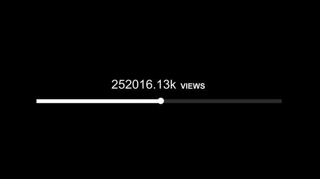 Counter increasing in social web Increasing to Views with loading progress bar on white background. Live count social media animation. Social Media Views and Like Counting YouTube 1 Million Views 