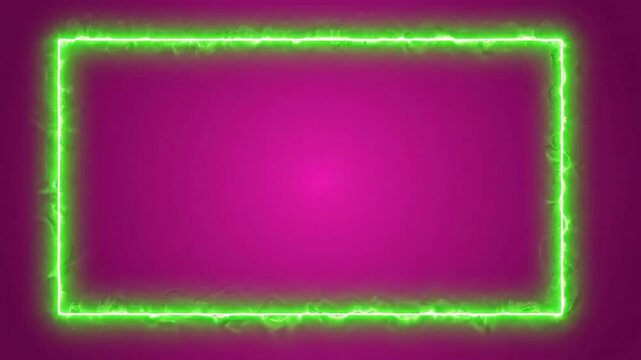 Animated glowing green rectangle frame highlight border drawing on chroma key background for video editing