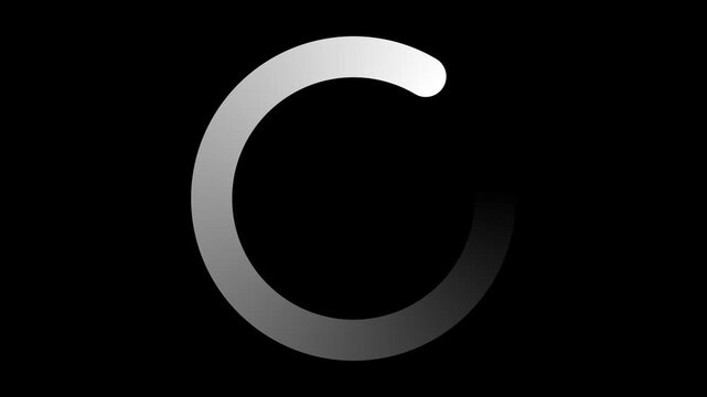 White loading wheel oval graphic animation spinning on transparent background, refresh and reload icon 4k