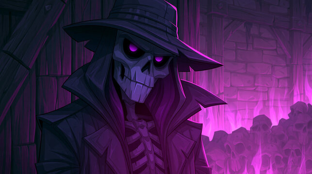 Scary polished cartoon game art with vivid cel shading and bold 3d foreground elements