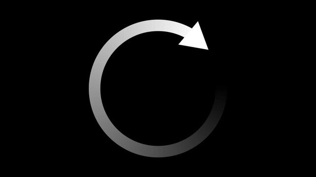 White loading wheel oval graphic animation spinning on transparent background,  arrow loop animation, refresh and reload icon