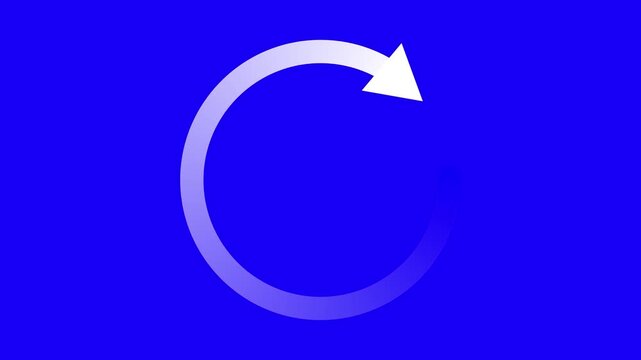 White loading wheel oval graphic animation spinning on transparent background,  arrow loop animation, refresh and reload icon