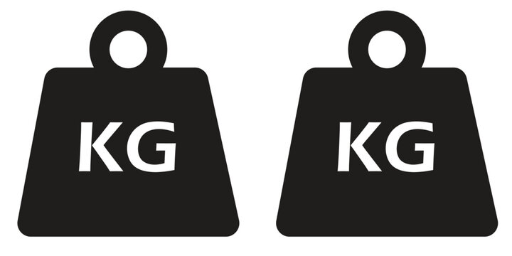 Kilogram weight icon set in two styles . KG weight icon . Scale icon vector