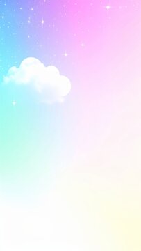 a rainbow colored background with a cloud and stars