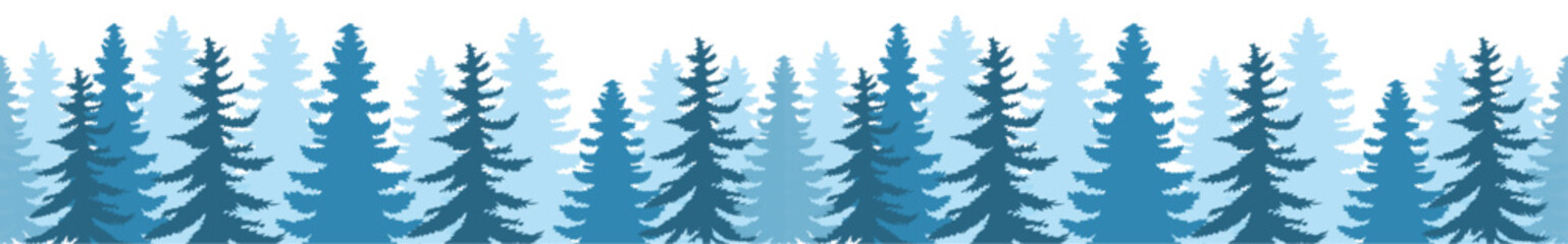 Obraz premium Winter Pine Forest Silhouette