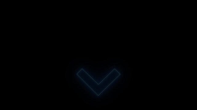 Glowing neon light animated traffic Down directional arrows sign. Down arrow for road direction. Flashing direction indicators  arrow button icon or swipe-up arrow signal animation 4k 	