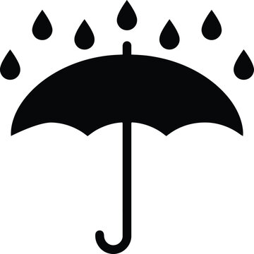 Rain protection vector illustration black umbrella with raindrops weather forecast safety concepts