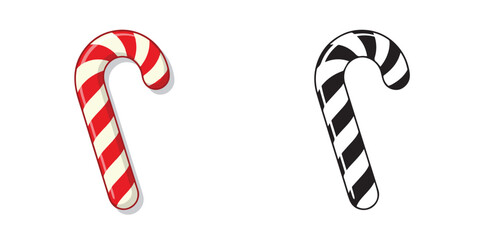 Obraz premium Vector set of Christmas candy canes on a white background
