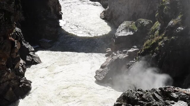 Water release, due to heavy rains, at the El Villar Dam in the province of Madrid, Spain