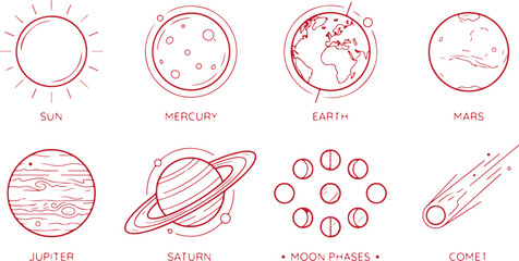 Solar System Planet Icon Set © Eyerin