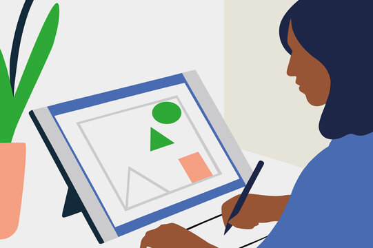 Graphic Designer Working with a Drawing Tablet. Creative Profession