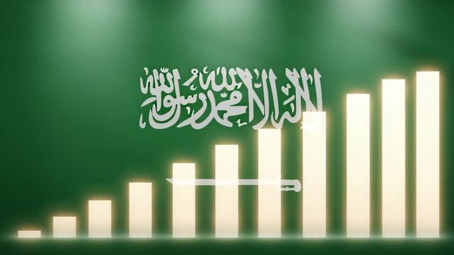 Saudi Arabia Economic Growth A vibrant graphic illustrating the upward trend of Saudi Arabia's economy