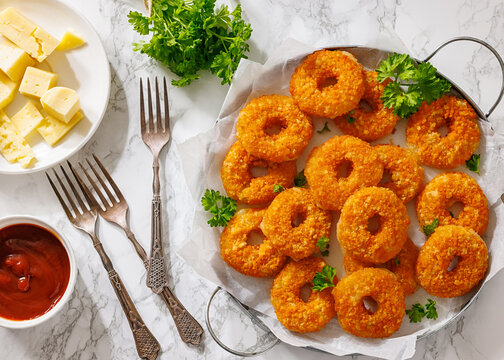 Crunchy Monterey Jack Hoops And Tomato Dip
