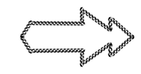 Fototapeta premium Double head arrow outline made of metallic chain