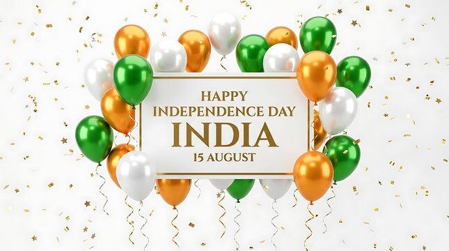 Happy independence day india celebration with balloons