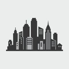Obraz premium A minimalist graphic illustration of a modern city skyline silhouette