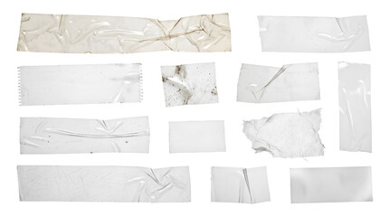 Fototapeta premium Collection of transparent adhesive tape pieces isolated