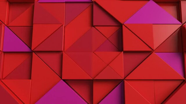 Abstract red and purple triangular geometric pattern with 3D cubes for backgrounds and textures