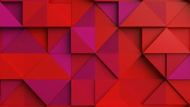 Abstract geometric 3D red and pink triangle tile pattern background with depth effect