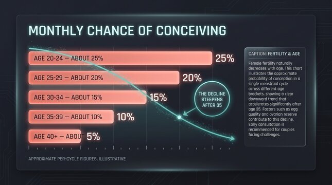 Monthly chance of conceiving by age chart infographic